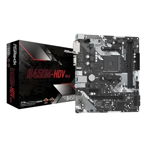 Placa Mãe Asrock B450m-hdv R4.0 B450 Amd Am4 Matx Ddr4
