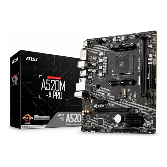 Placa Mãe Msi A520m-a Pro Am4 Ddr4 M.2 Hdmi Matx Placa Mãe Msi A520m-a Pro Am4 Ddr4 M.2 Hdmi Matx