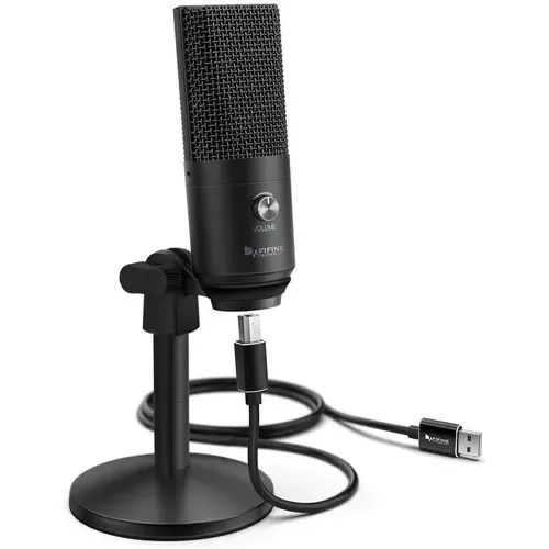 Microfone Fifine Condensador Preto Usb Profissional K670b