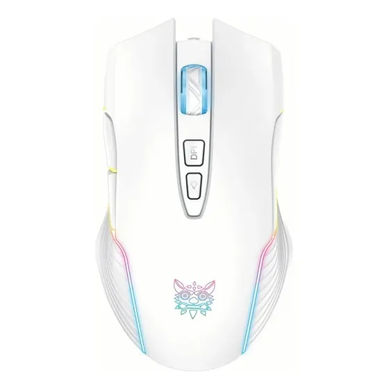 Mouse ergonômico para jogos com 7 botões RGB para PC, cor branca
