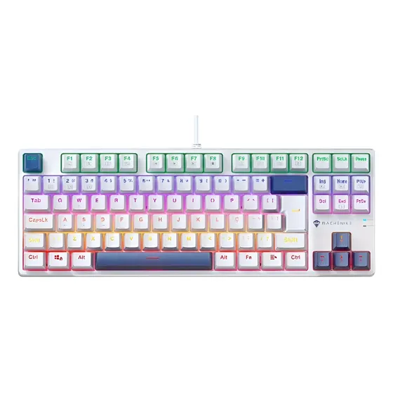 Teclado Mecânico Machenike K500b-b87 Brown Abnt Branco Azul