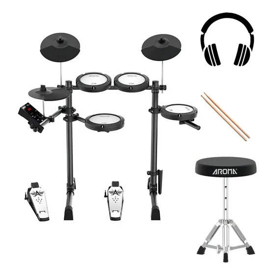 Bateria Eletrônica Portátil Aroma TDX-18 10 Corpos Bluetooth USB Preta Bateria Eletrônica Portátil Aroma TDX-18 10 Corpos Bluetooth USB Preta