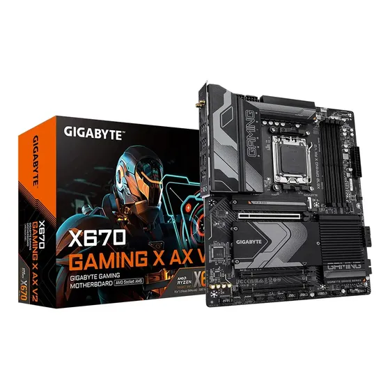 Placa Mãe Gigabyte Para Amd Am5 X670 Gaming X Ax V2 4xddr5 Preto