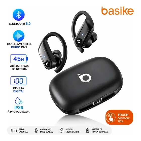 Fone de Ouvido TWS Basike Ba-FON318 Sem Fio Com Cancelamento De Ruído e Bluetooth 6.0