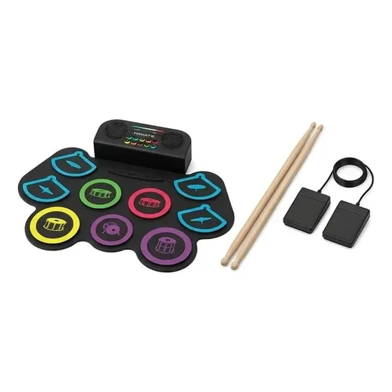 Bateria Eletrônica Drum Portátil Bluetooth Recarregável