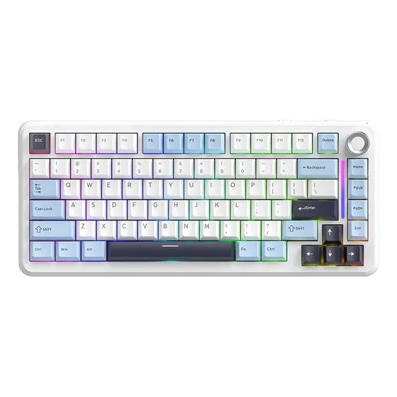 Teclado Mecanico Gamer F75 Sem Fio Tri Mode Rgb Free Wolf Glacier Blue