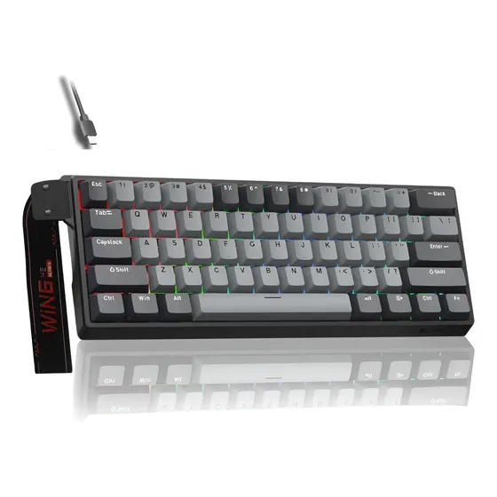 Teclado Mecânico Gamer Win60 C Fio Preto Rgb Hot Swappable Teclado Mecânico Gamer Win60 C Fio Preto Rgb Hot Swappable