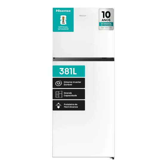 Hisense RT375N3EWA1 Geladeira Frost Free Duplex 381L Inverter 220V