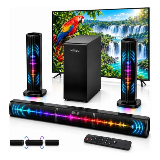 Soundbar Kimiso 2.1 Desmontável com Subwoofer de 5,25" para TV e PC Soundbar Kimiso 2.1 Desmontável com Subwoofer de 5,25" para TV e PC