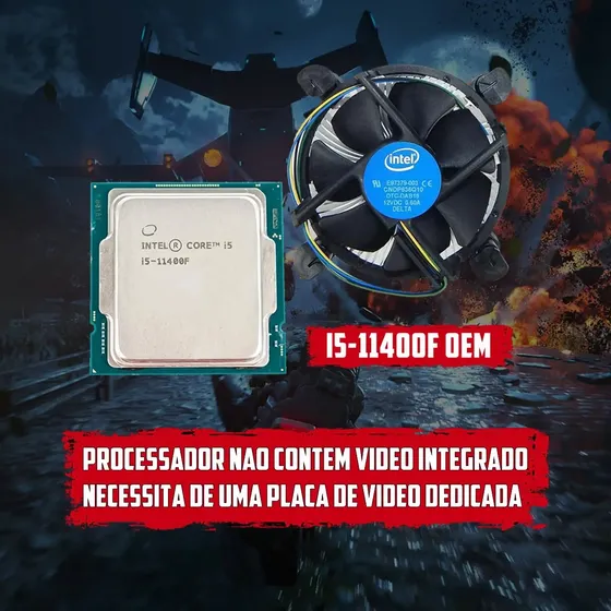 Processador Intel Core i5-11400F 11ª Geração 4.4GHz LGA 1200 com Cooler Processador Intel Core i5-11400F 11ª Geração 4.4GHz LGA 1200 com Cooler
