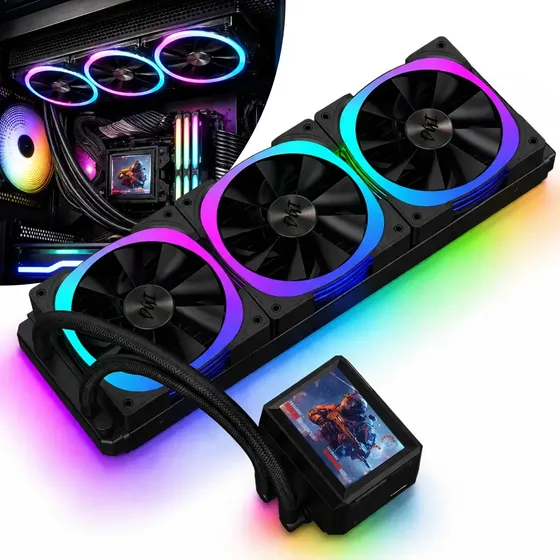 Water Cooler Gamer 360mm Rgb Tela Display Preto Digital Informatica Water Cooler Gamer 360mm Rgb Tela Display Preto Digital Informatica