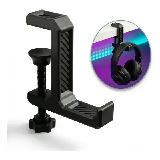 Suporte Fone Ouvido Headset Mesa Gancho Setup Gamer Ajustavel