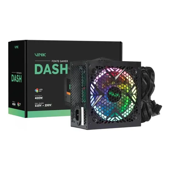 Fonte Vinik Gamer Dash 400w Rgb Preto Vfg400wpr