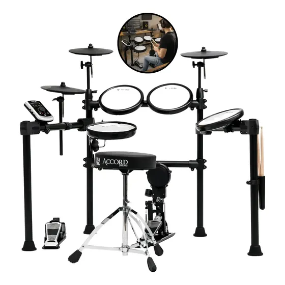 Bateria Eletrônica Accord Hdx-220s Banco + Bluetooth - 2ª Geração Portátil USB MIDI