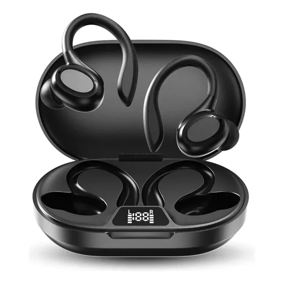 Fone de Ouvido JSKJ RAP-SP66 Bluetooth TWS Sem Fio Esportivo Preto Com Microfone e Cancelamento de Ruído Fone de Ouvido JSKJ RAP-SP66 Bluetooth TWS Sem Fio Esportivo Preto Com Microfone e Cancelamento de Ruído