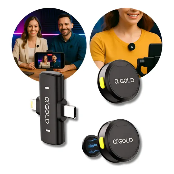 Microfone Duplo Lapela Anti Ruído iPhone Lightning E Usb-c