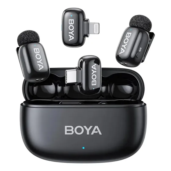 Microfone Lapela Sem Fio Boya Mini 2 Usb-c/ios Ia-anc Preto
