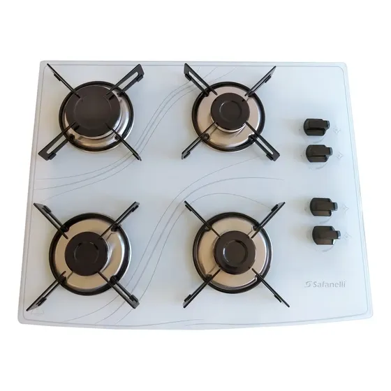 Fogão cooktop com alimentação gás - Safanelli Fogão 4 bocas cor branco - 4 queimadores