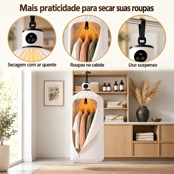 Secador De Roupas Elétrico Portátil Com Cortina