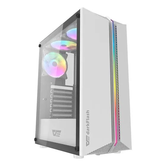 Gabinete Mid Tower Gamer Branco Aigo Darkflash DK151 RGB Vidro 3 Fans