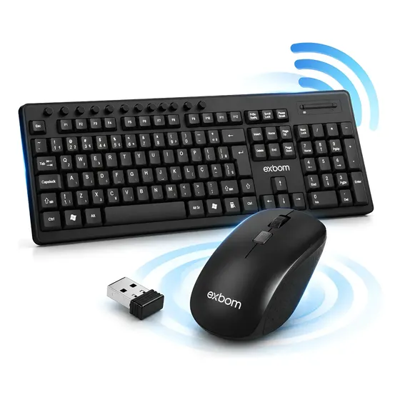 Kit Teclado E Mouse Sem Fio 2.4ghz Abnt2 Plug And Play