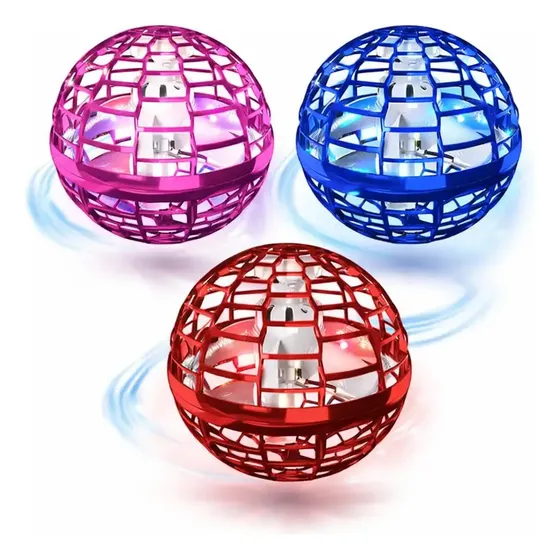 Bola Voadora Spinner Drone Led Brinquedo Colorido Divertido Cor Vermelho