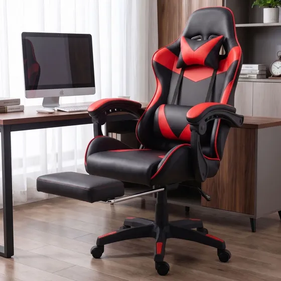 Cadeira Gamer Ergonômica Para Jogos Pc Reclinável Apoio Pé