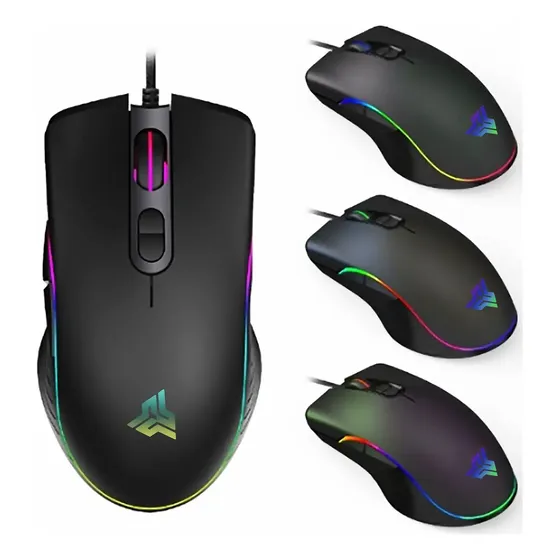 Mouse Gamer Óptico Exbom USB 4800 DPI RGB 7 Cores 6 Botões