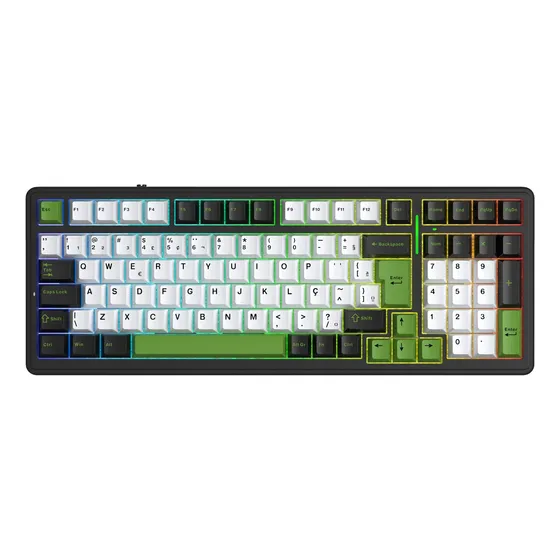 Teclado Aula F99 Mecânico Preto/verde Tri Mode Gamer Anbt2 Teclado Aula F99 Mecânico Preto/verde Tri Mode Gamer Anbt2
