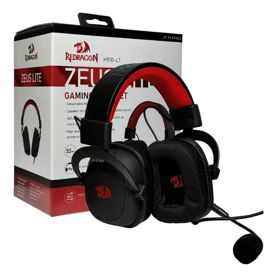 Fone Headset Gamer Redragon Zeus Lite Preto H510-lt Estéreo