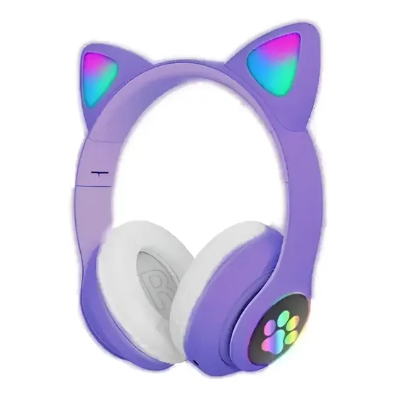 Fone De Ouvido Bluetooth Orelha Gatinho Infantil Sem Fio Led
