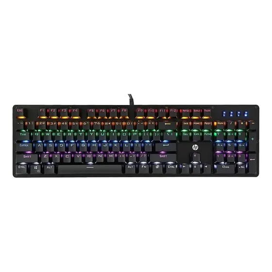 Teclado Gamer Usb Gk100 Mecanico Hp Preto Espanhol