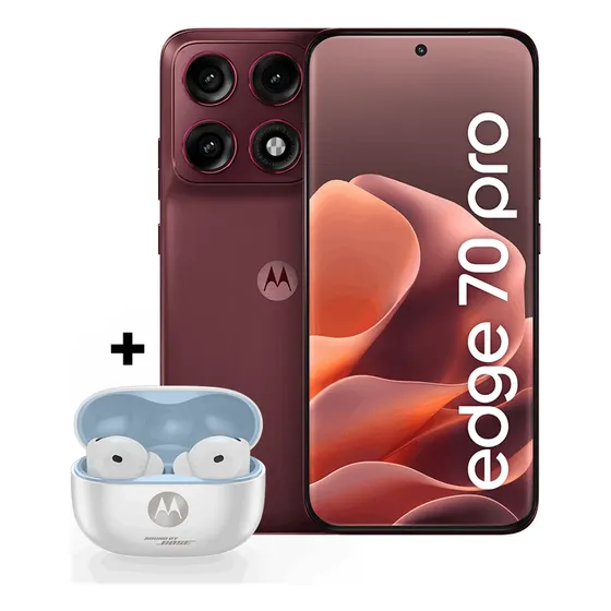 Kit Smartphone Motorola Edge 70 Pro 5g 256gb Vinho + Moto Buds 2 Plus Bose Branco