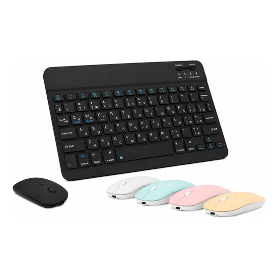Teclado+ Mouse Sem Fio Bluetooth Recaregável Slim Tablet