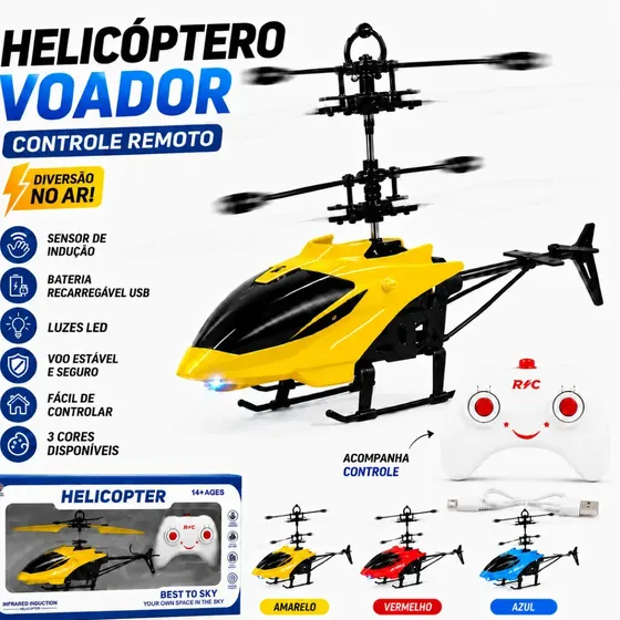 Mini Helicóptero Voador C/ Sensor De Mão Drone Recarregável Infravermelho Cor Amarelo