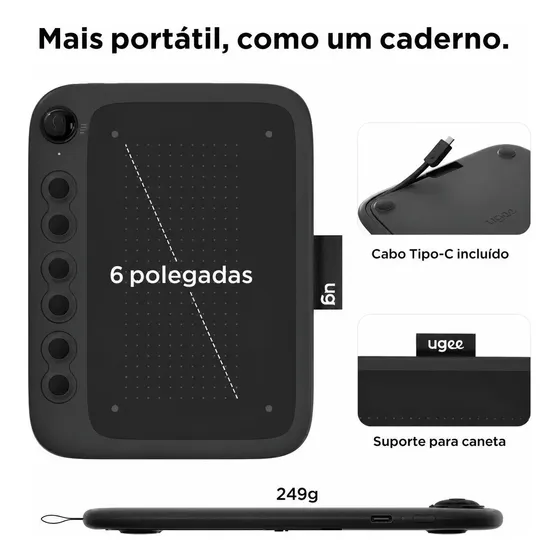 Mesa Digitalizadora Ugee Q6 Para Desenho 8192 Níveis Mesa Digitalizadora Ugee Q6 Para Desenho 8192 Níveis