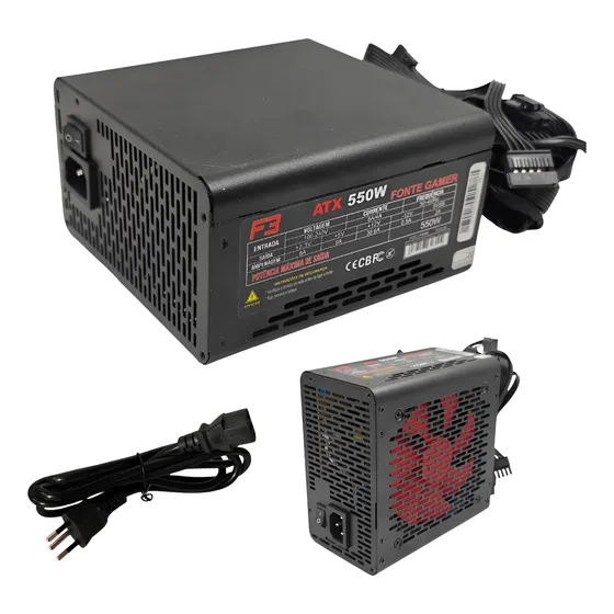 Fonte Atx F3 Pc Gamer 550w 80 Plus Bronze Com Cabo De Força