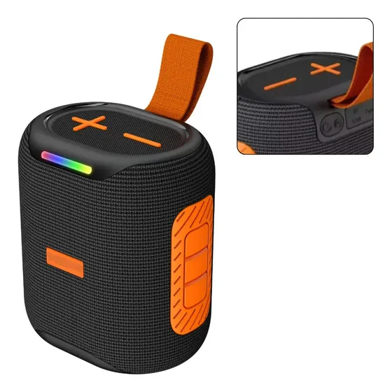 Caixa Caixinha Som Bluetooth Tws A Prova D'agua Recarregavel Laranja/preto Caixa Caixinha Som Bluetooth Tws A Prova D'agua Recarregavel Laranja/preto