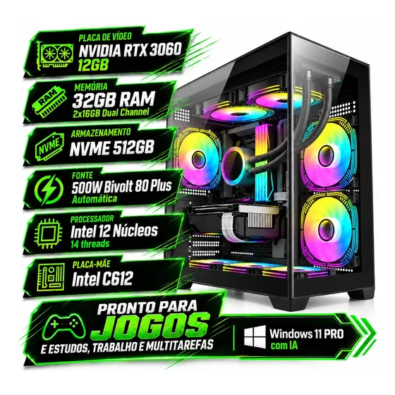 Pc Gamer Montado Intel 32gb Ram Nvme 512gb Rtx 3060 12gb W11