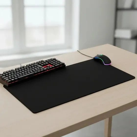 Mouse Pad Gamer 80x40 Antiderrapante Bordas Costuradas Escritório Alta Qualidade Preto Liso Isoprene