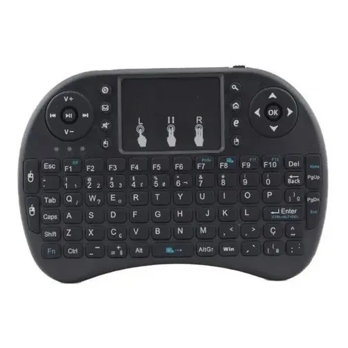 Mini Teclado Sem Fio Com Led Para Smart Tv Box Recarregável Cor do teclado Preto/Branco
