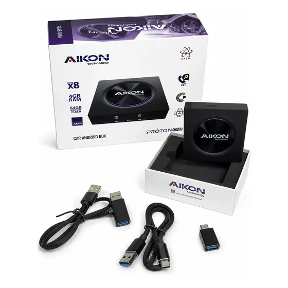 .kkk Streaming Box Android Aikon Carplay Sem Fio Android 14