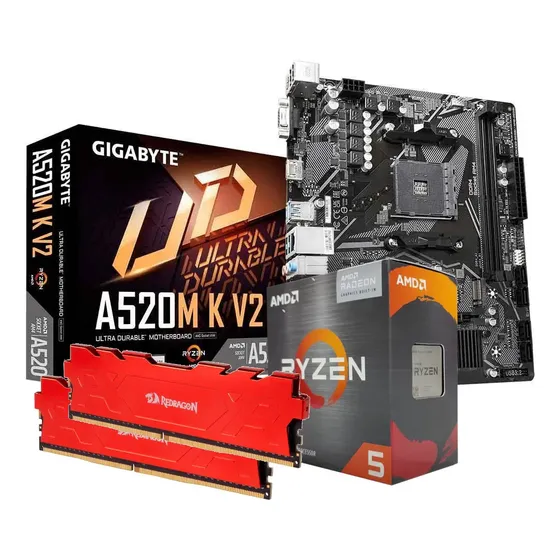 Kit Placa Mãe A520m K Ryzen 5 5600g Ram 2x8gb 3200mhz
