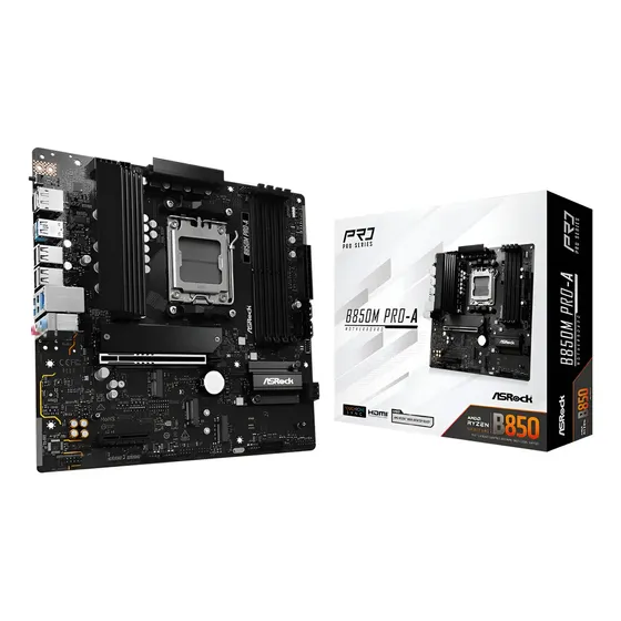 Placa Mãe Asrock B850m Pro-a, Chipset B850, Am5, Matx, Ddr5 Preto