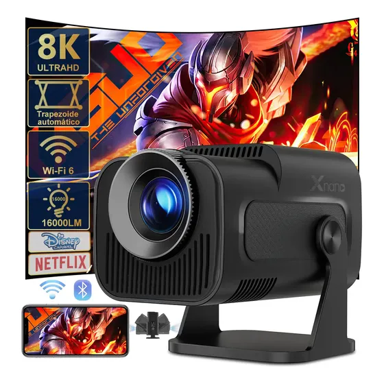 Projetor profissional 8k Android 11 Bt 18000lm Wifi Full Hd Cor Preto