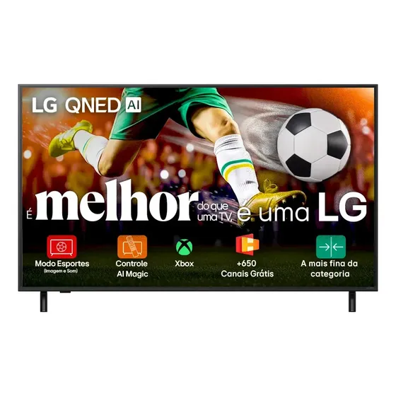 Smart TV LG QNED AI 4K QNED82 55 polegadas 2025 Cores Dinâmicas QNED Processadorα7 AIGer8.