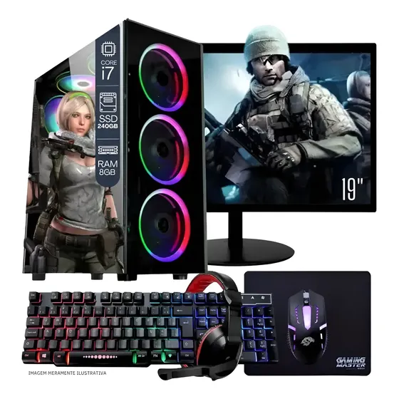 Computador Pc Gamer Completo Tob Intel Core I7 Ssd 240gb 8gb