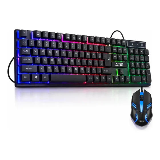 Kit Teclado E Mouse Gamer Led Rgb Semi Mecânico Com Fio Usb