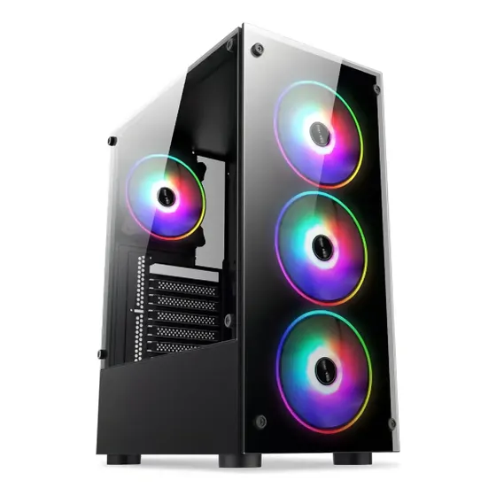 Gabinete Gamer 4 Rgb Led Fans Cooler Vidro Temperado