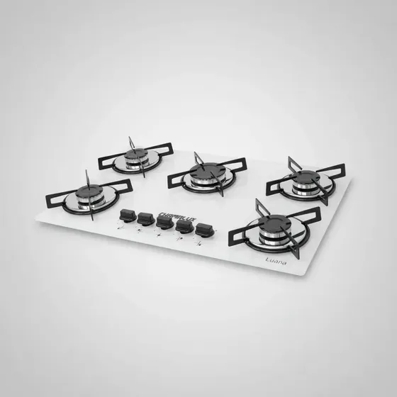 Cooktop 5 Bocas Chamalux Ultra Chama Trempe Chapa cor Branco